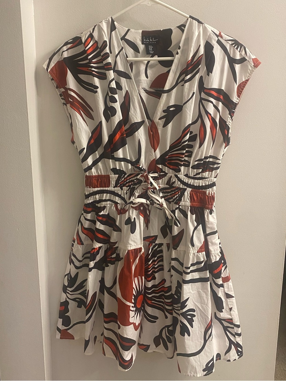Nicole Miller Mini Dress with Rust and Black Floral Print